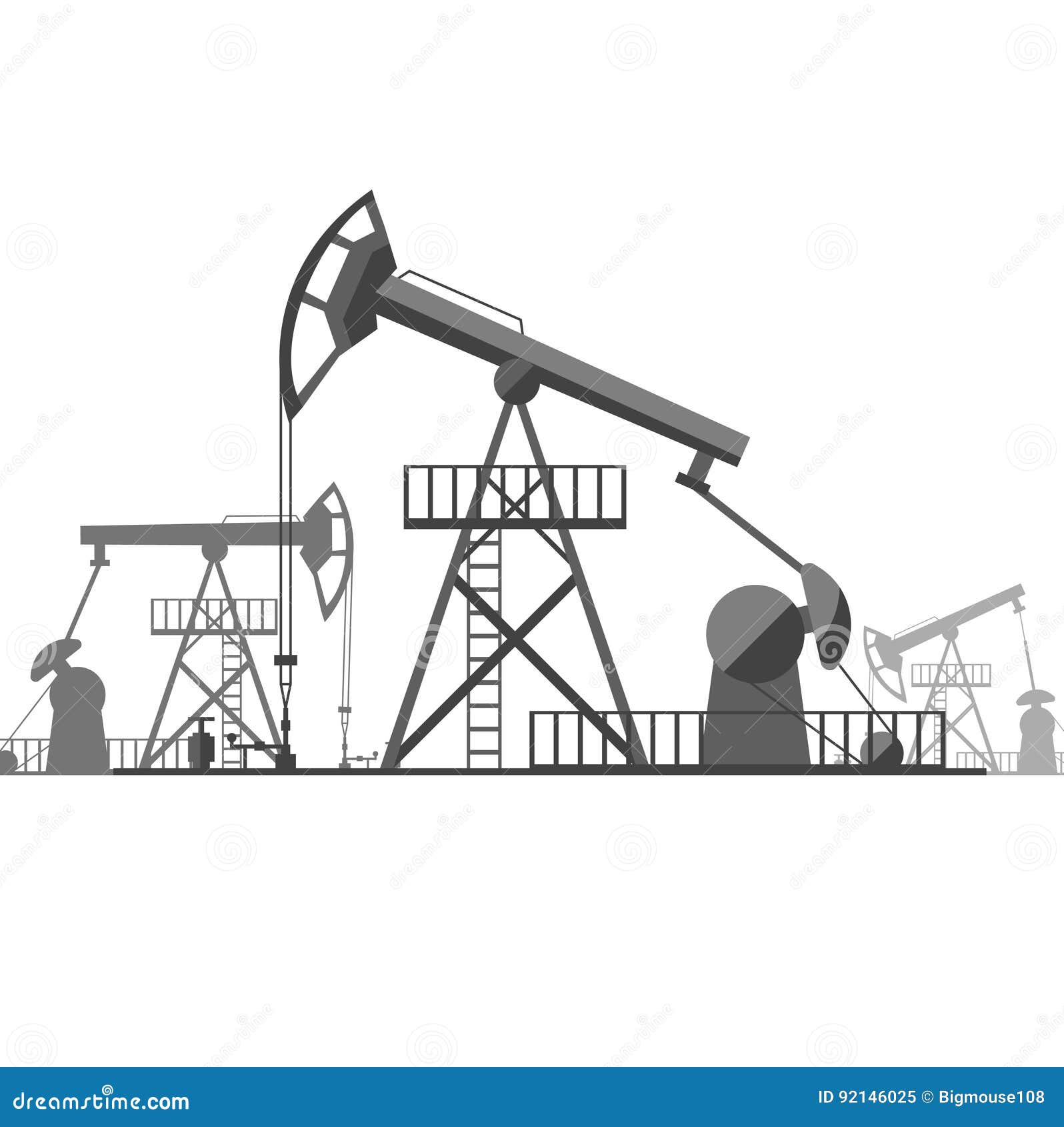 Нефтяная качалка черно белая
