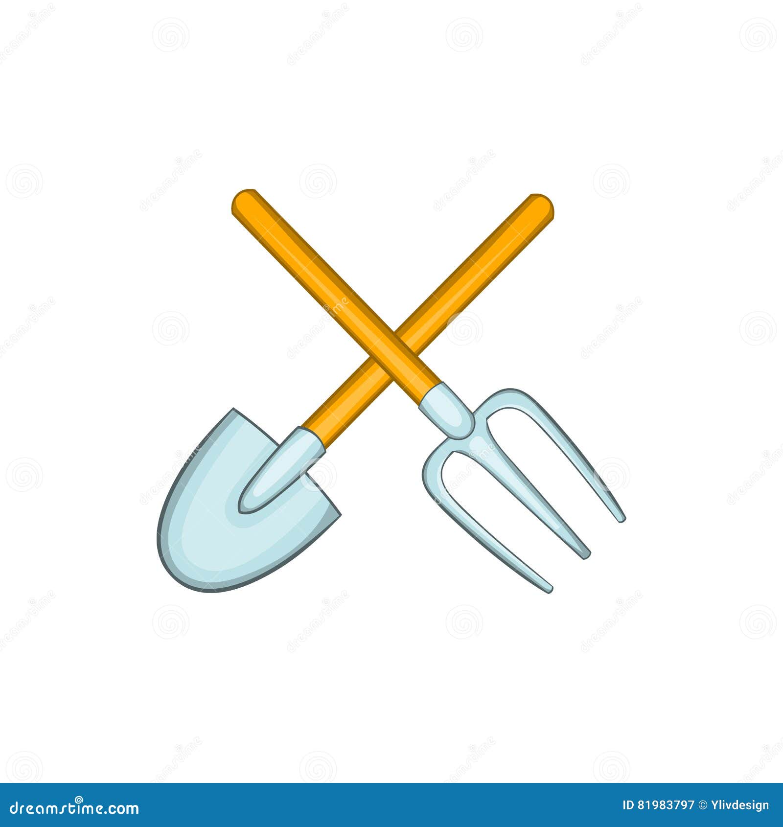 Schaufel Und Gabelikone, Karikaturart Vektor Abbildung Illustration