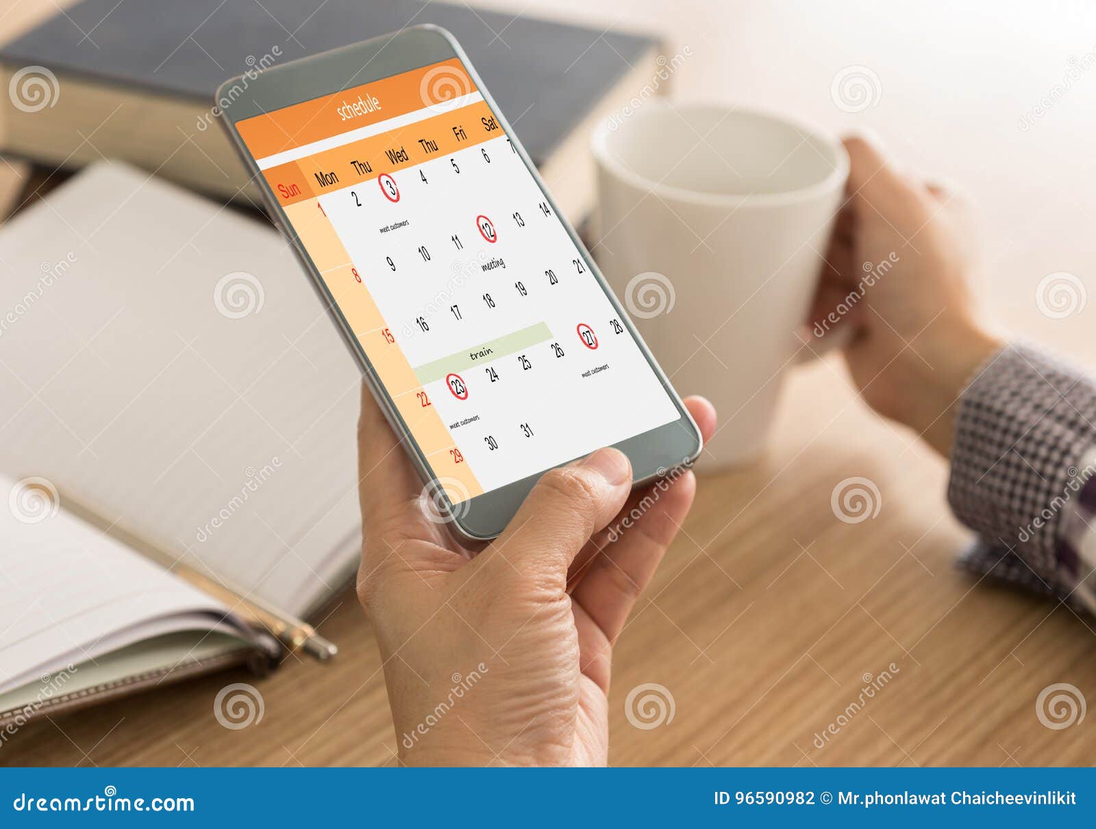 Schedule on the Calendar As Reminders Stock Photo Image of organizer