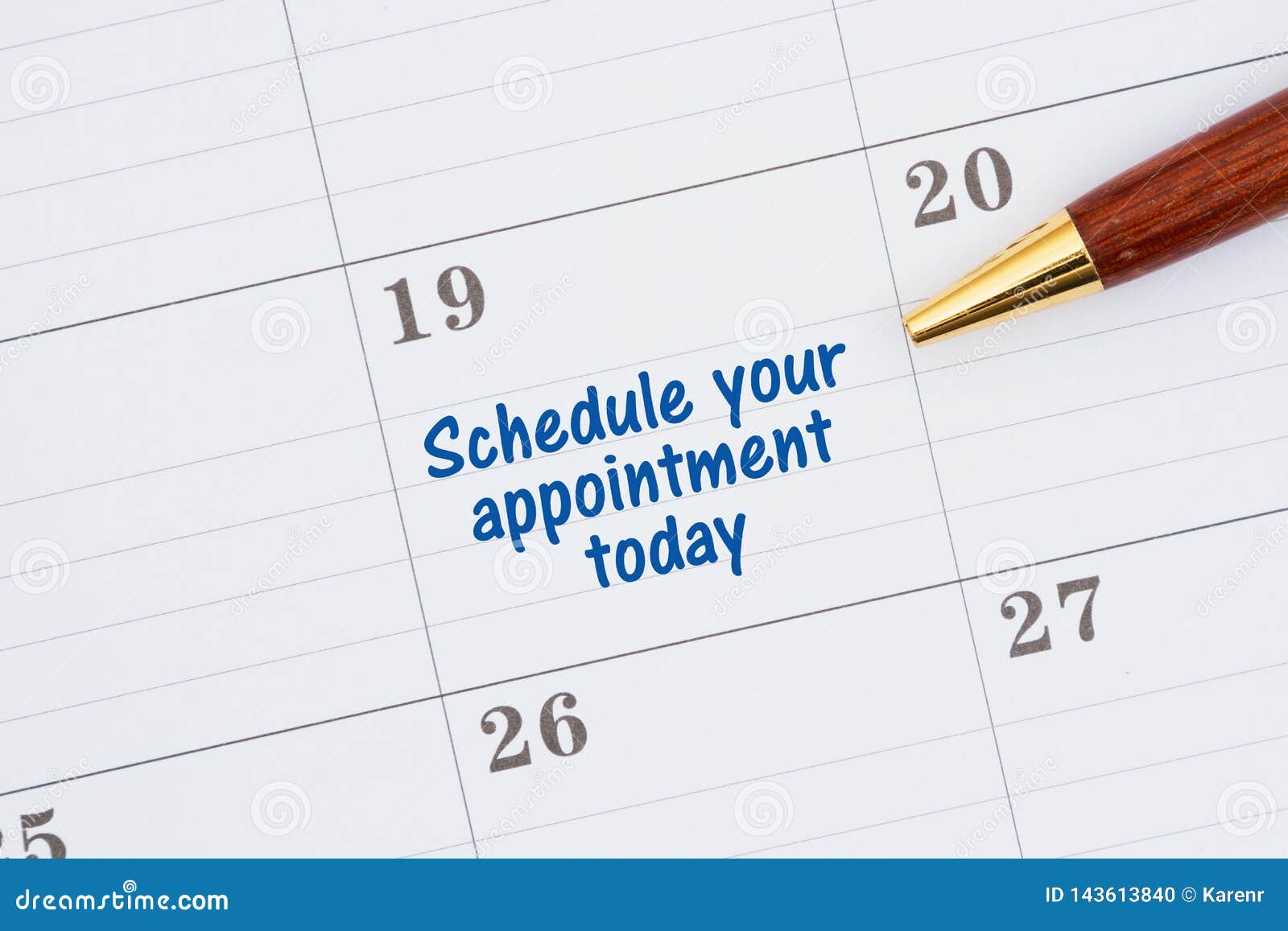 scheduling your appointment today on a monthly calendar