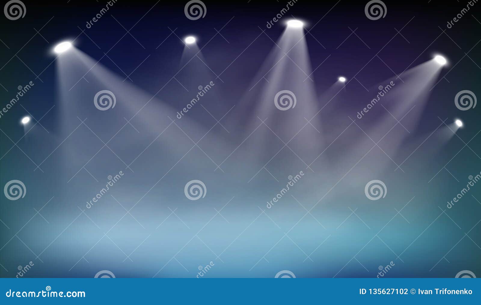 Scheinwerfer Beleuchten Dunklen Hintergrund Leere Bühne Mit Beleuchtung Für  Präsentation Vektor Abbildung - Illustration von glühen, lichtstrahl:  135627102