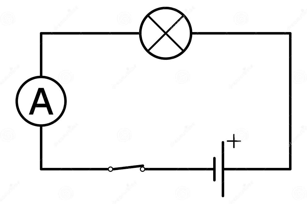 Schematic Connection of the Ammeter in the Electrical Circuit Stock