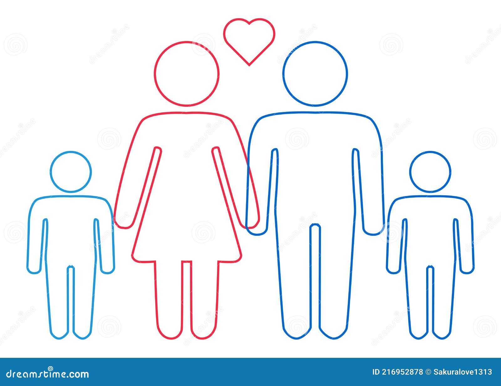 a schematic depiction of a hetero family couple man and woman with children, icon.
