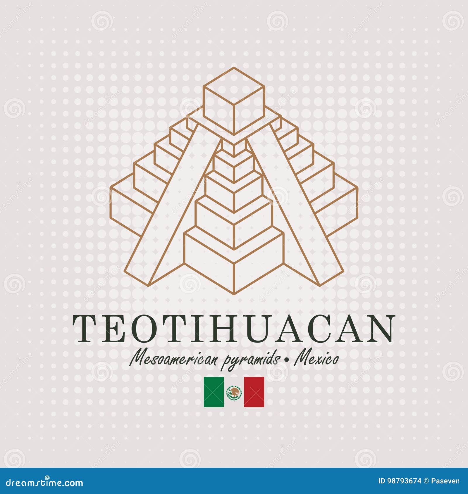 Schematic Drawing Of The Mesoamerican Pyramids Vector Illustration ...