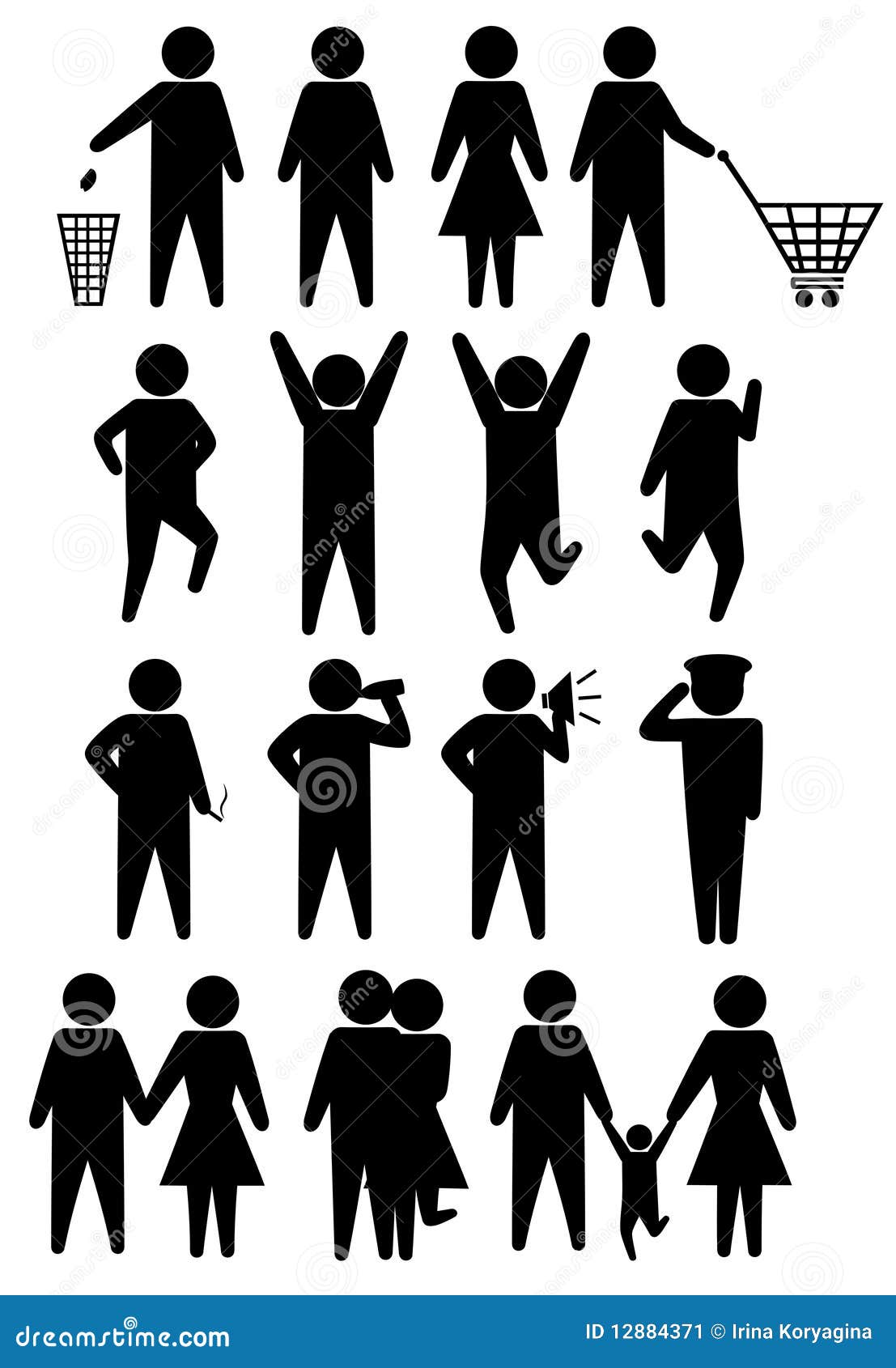 schematic icons set people