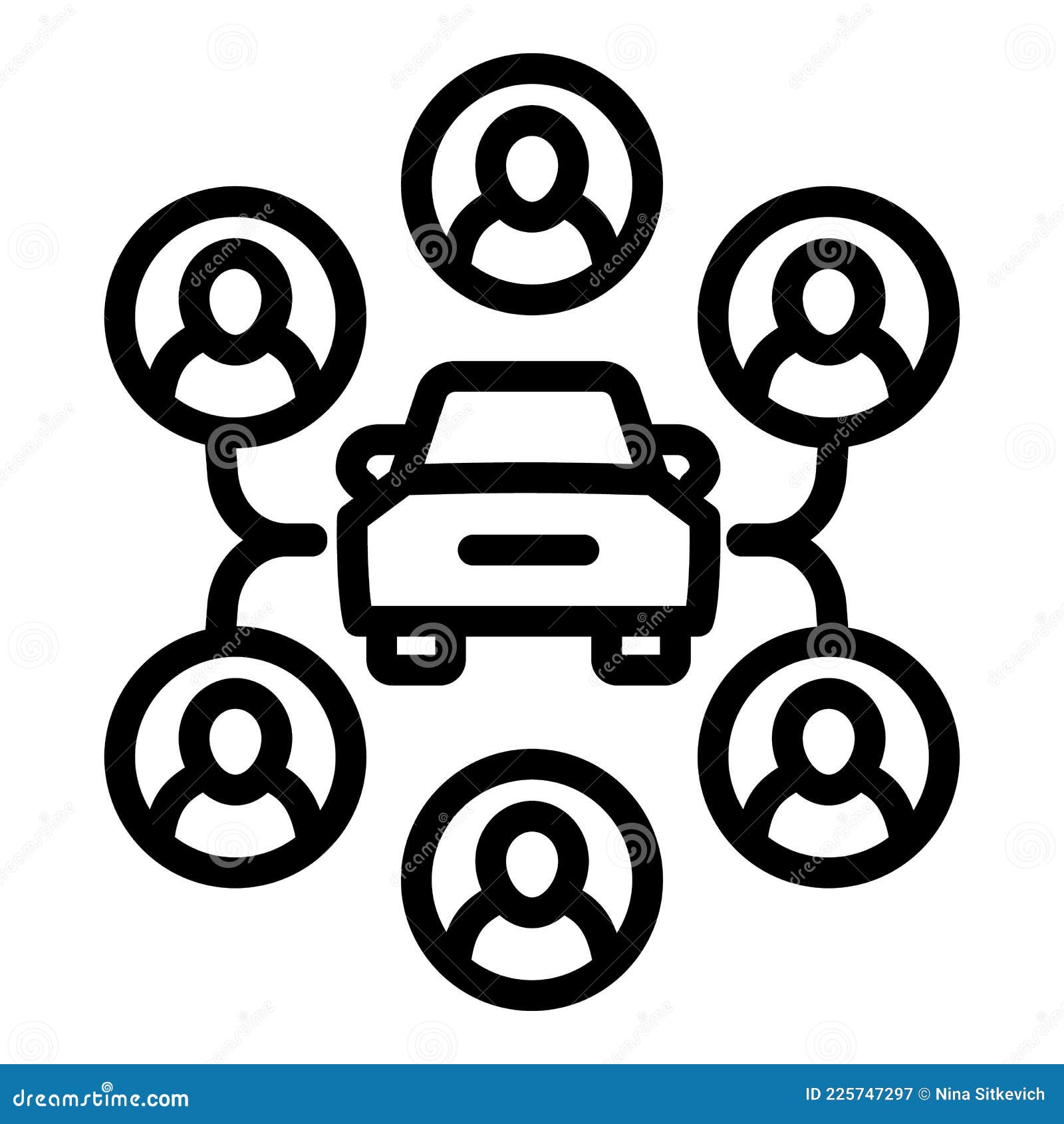 Scheme Car Sharing Icon, Outline Style Stock Vector - Illustration of ...