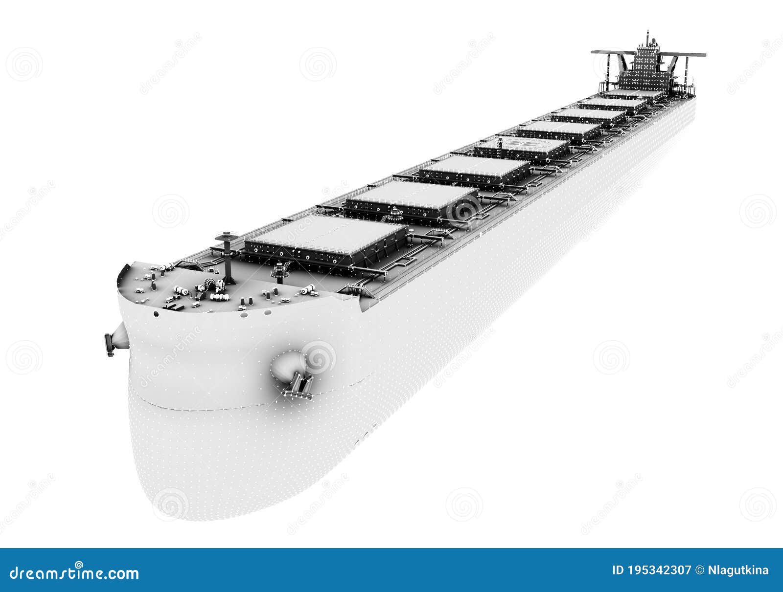 Bulk Carrier Ship Scheme. 3d-rendering Stock Illustration