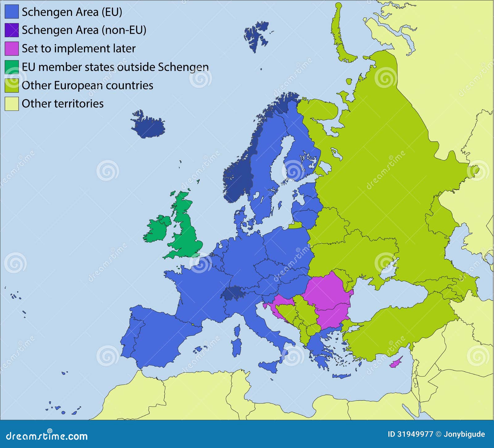visa schengen on map countries Area Stock Schengen Surroundings And Illustration