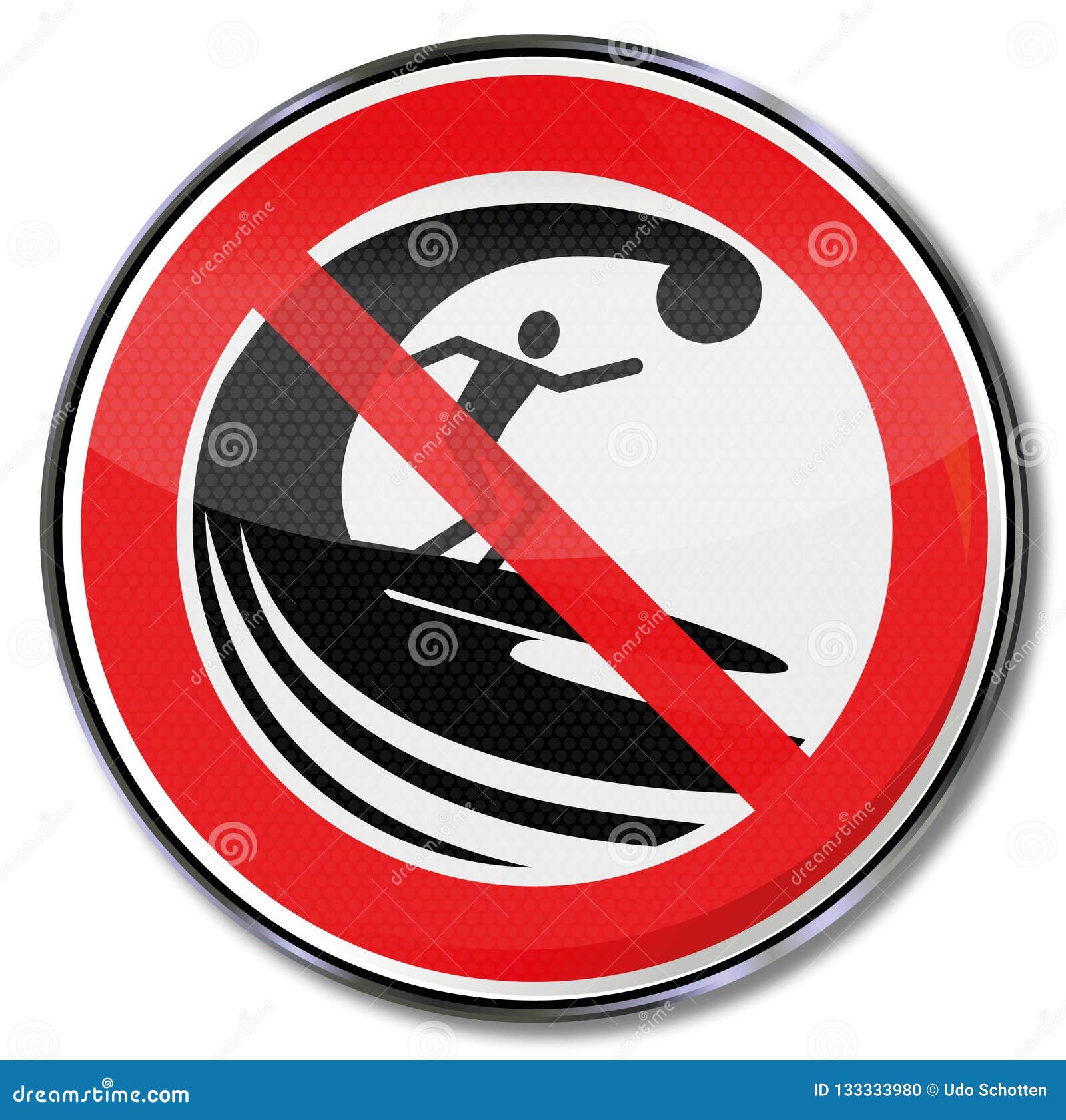Sign with a surf ban stock vector. Illustration of drown 133333980