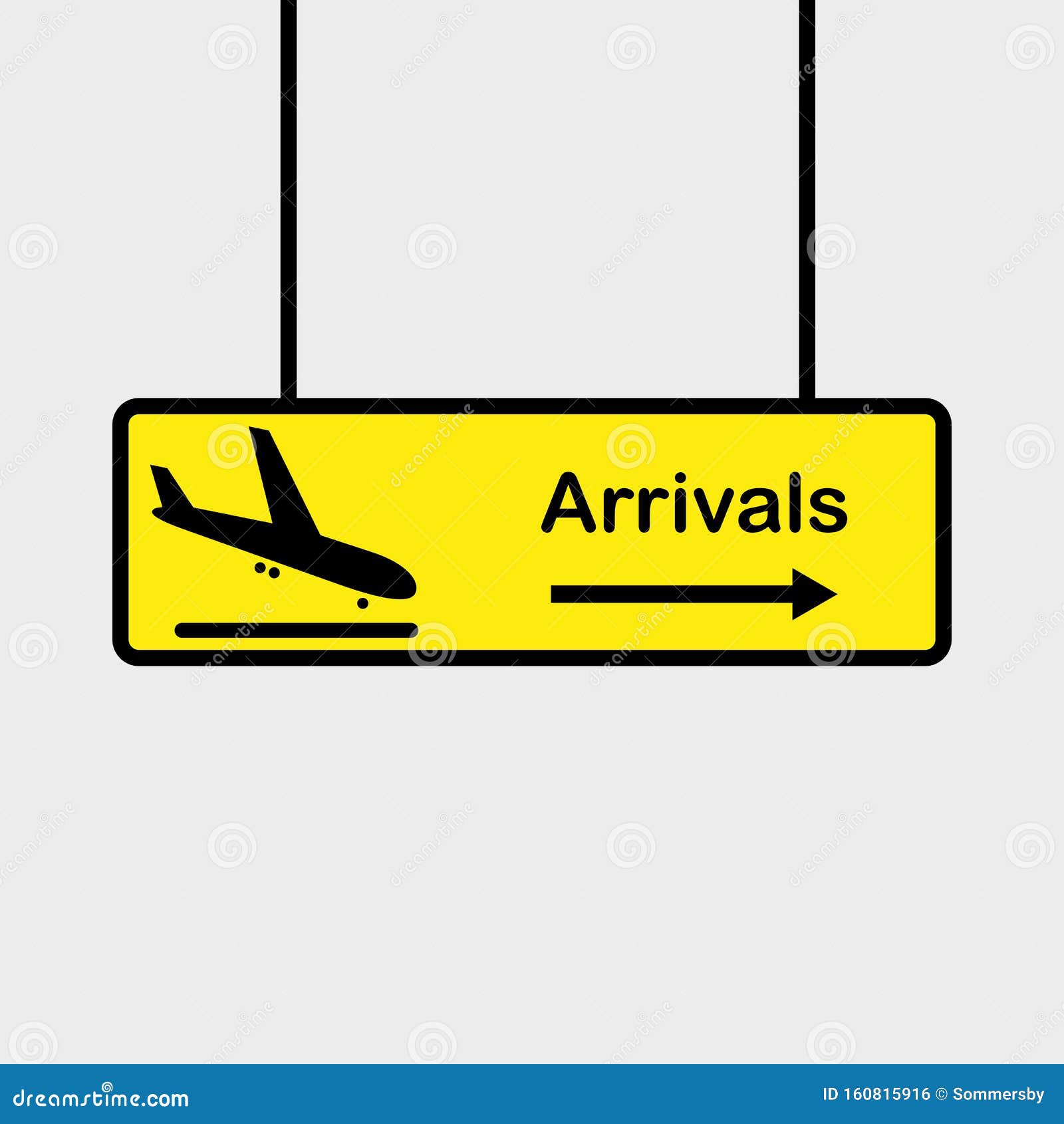 Schild am Flughafen Mit Ankunftsrichtung Stock Abbildung - Illustration von  atmosphäre, graphik: 160815916