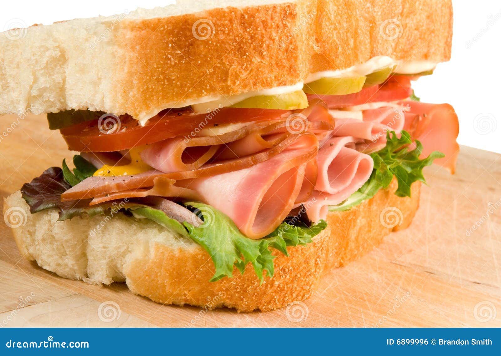Schinken-Sandwich stockfoto. Bild von brot, mahlzeit, diät - 6899996