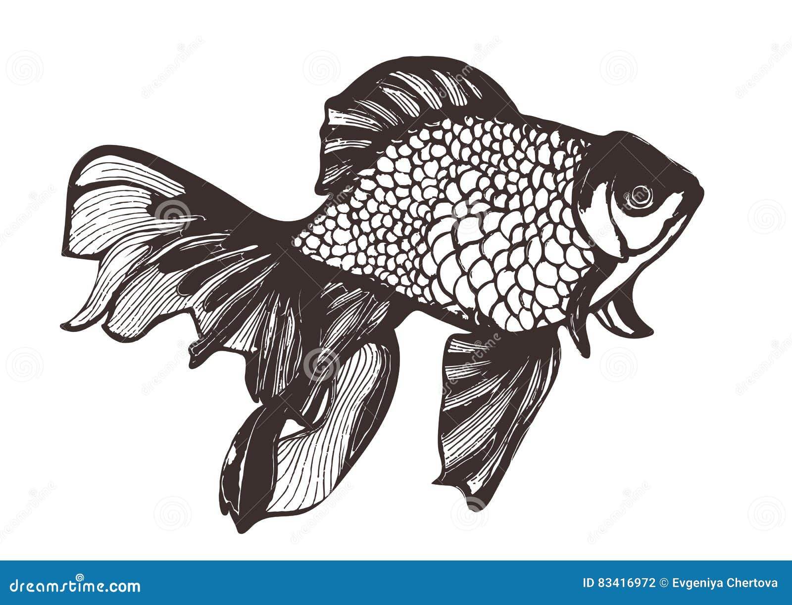 Schizzo astratto del pesce disegno della mano illustrazione di vettore libro da colorare