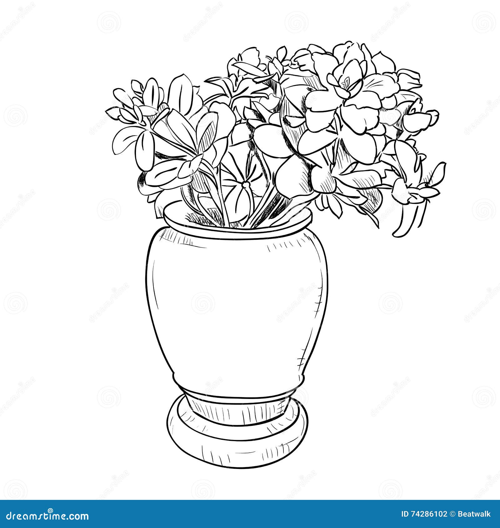 Favori Schizzo Del Disegno Di Vettore Del Vaso Con I Fiori Illustrazione AJ79