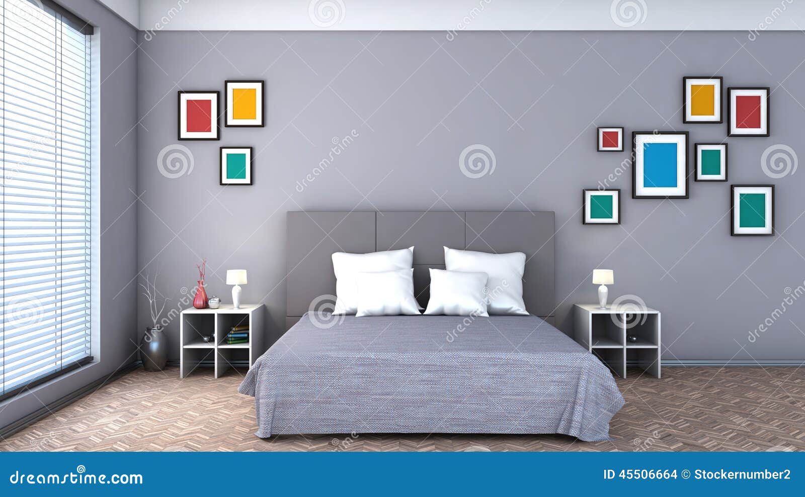 Schlafzimmer Mit Bunten Malereien Stock Abbildung - Illustration von