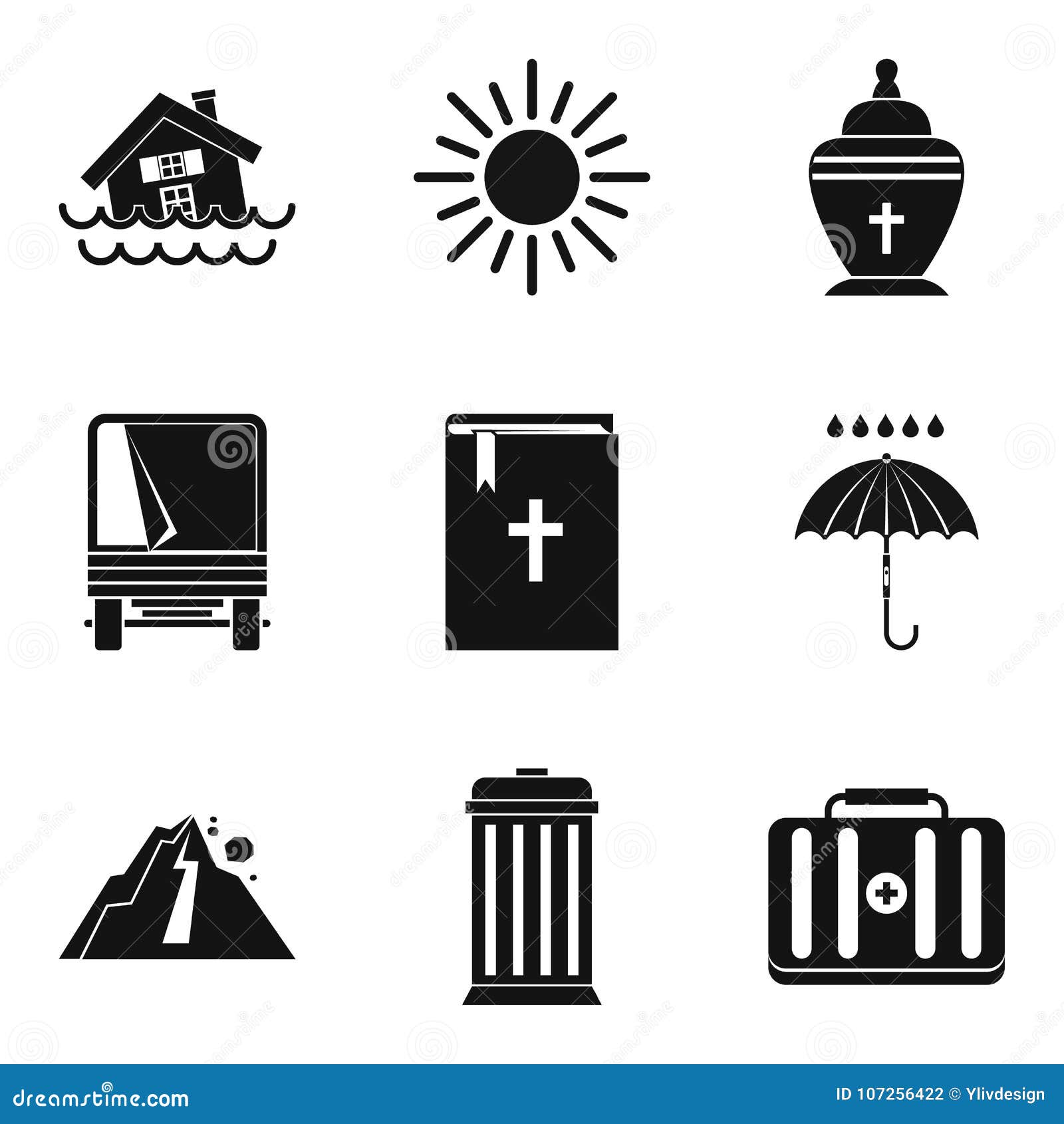 Schlagnaturikonen Eingestellt, Einfache Art Vektor