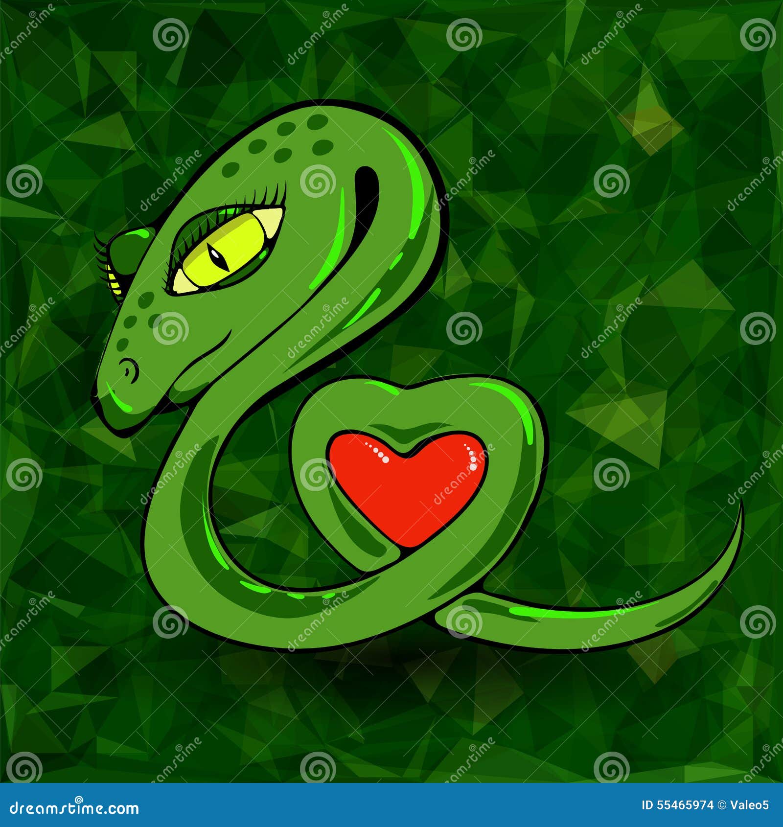 Schlange und Herz vektor abbildung. Illustration von natter 55465974