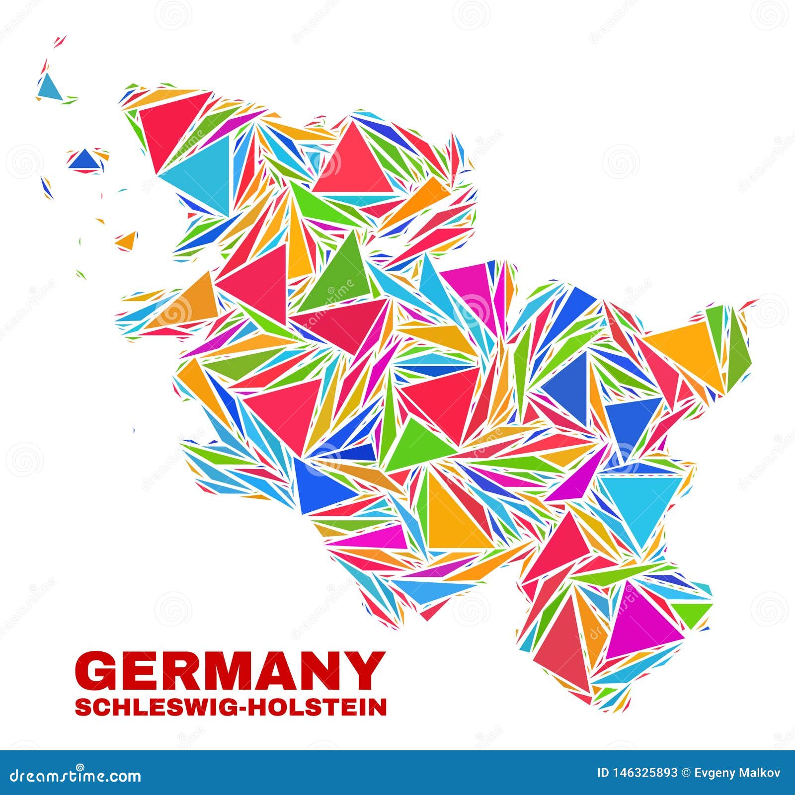 SchleswigHolstein Land Map Mosaic of Color Triangles Stock Vector