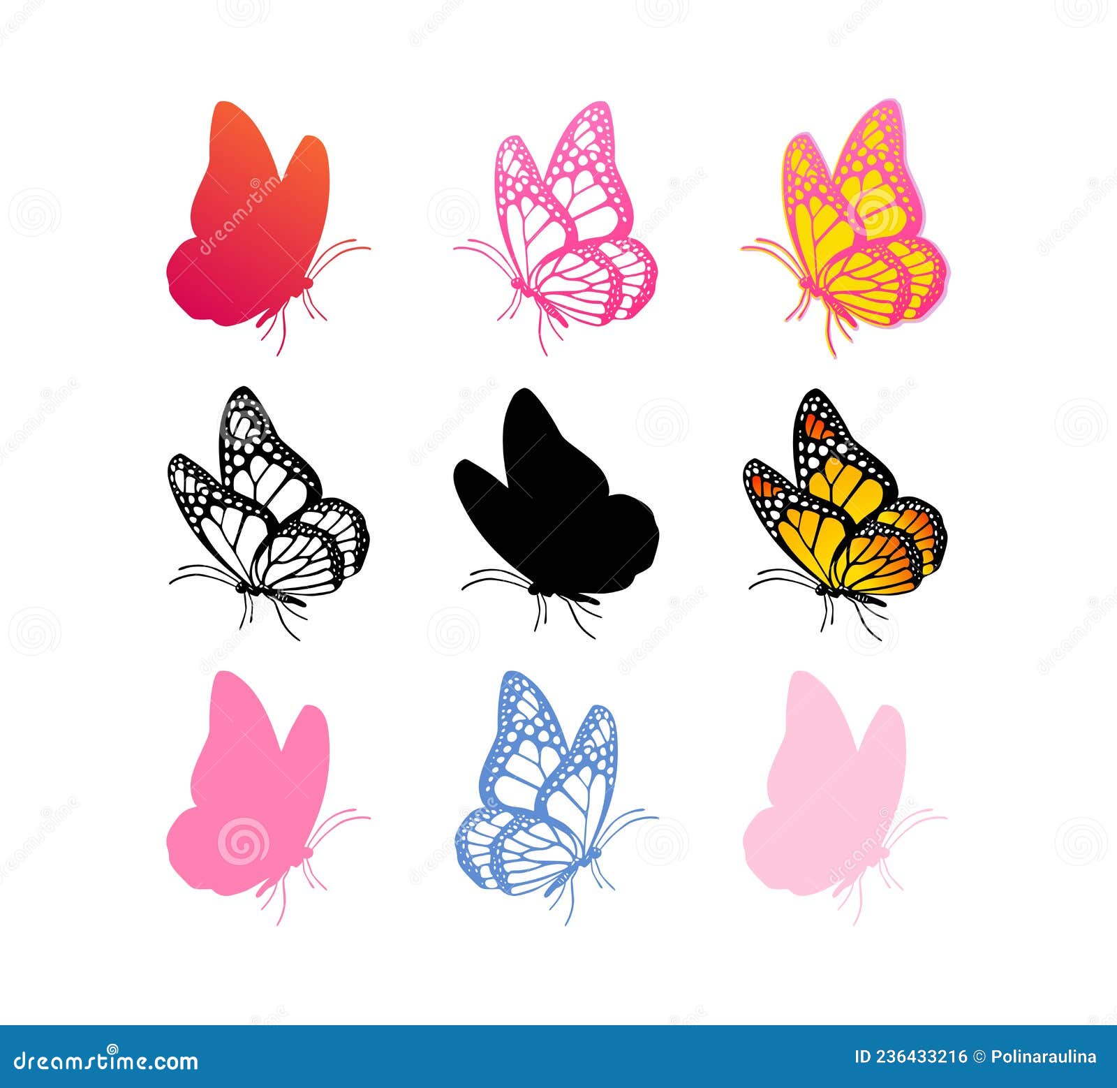 Schmetterlinge Vektorsilhouette-Sammlung. Vektor Abbildung - Illustration  von schnitt, nett: 236433216