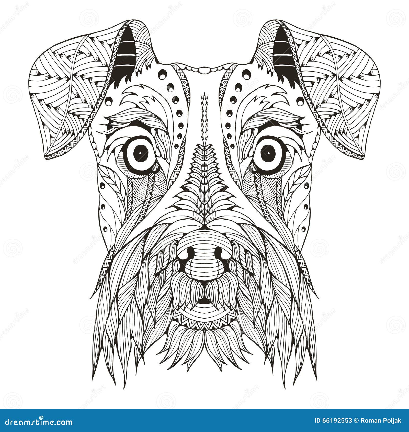 schnauzer dog head zentangle stylized, , 