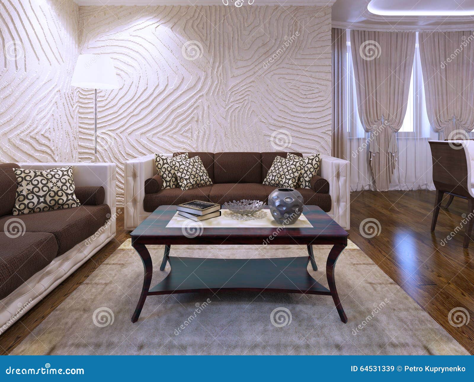 Schöne braune möbel im wohnzimmer stockfoto bild: 64531339
