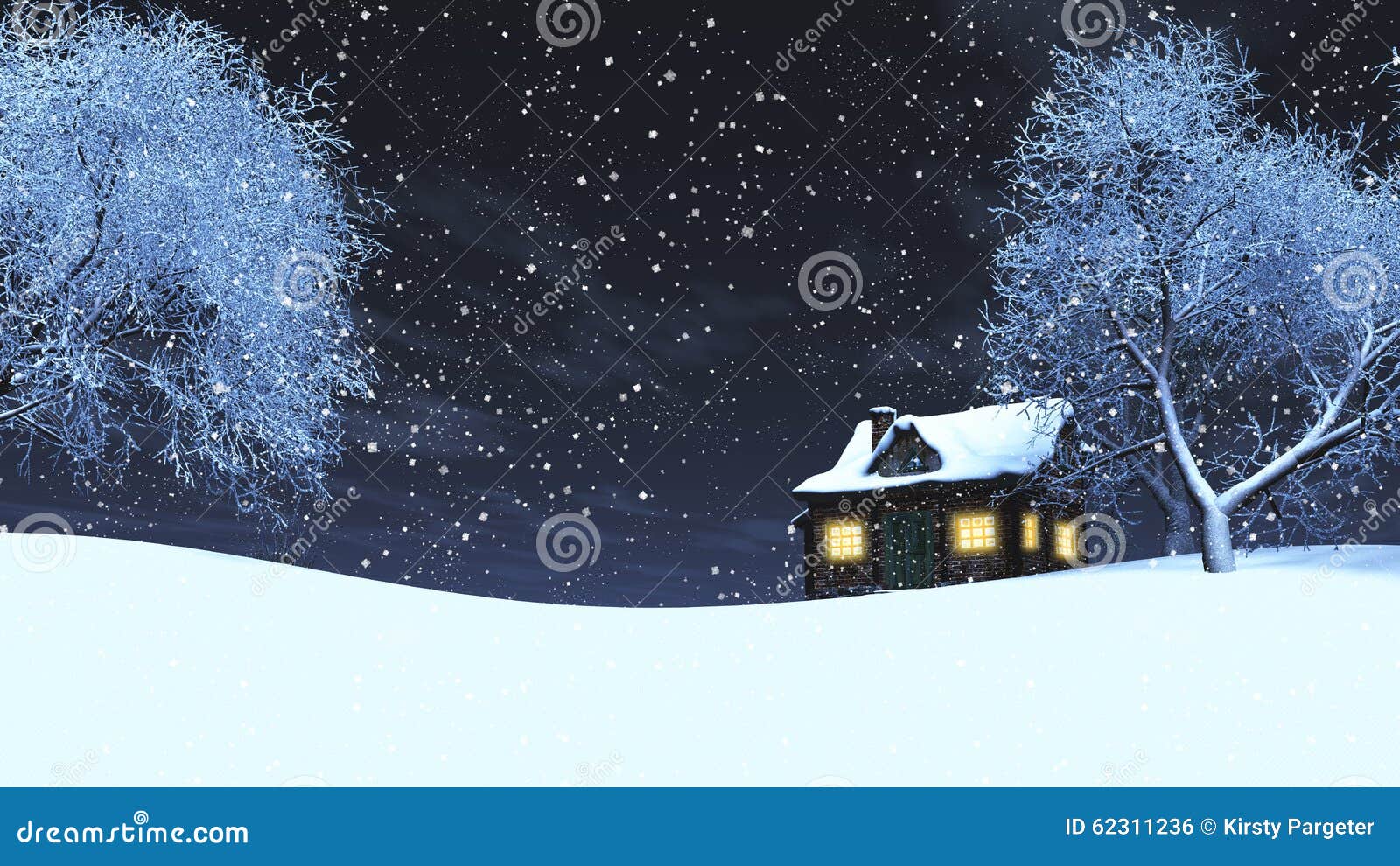 Holyart Weihnachtsbaumspitze - Blaue Schneelandschaft Aus Geblasenem Glas 35cm