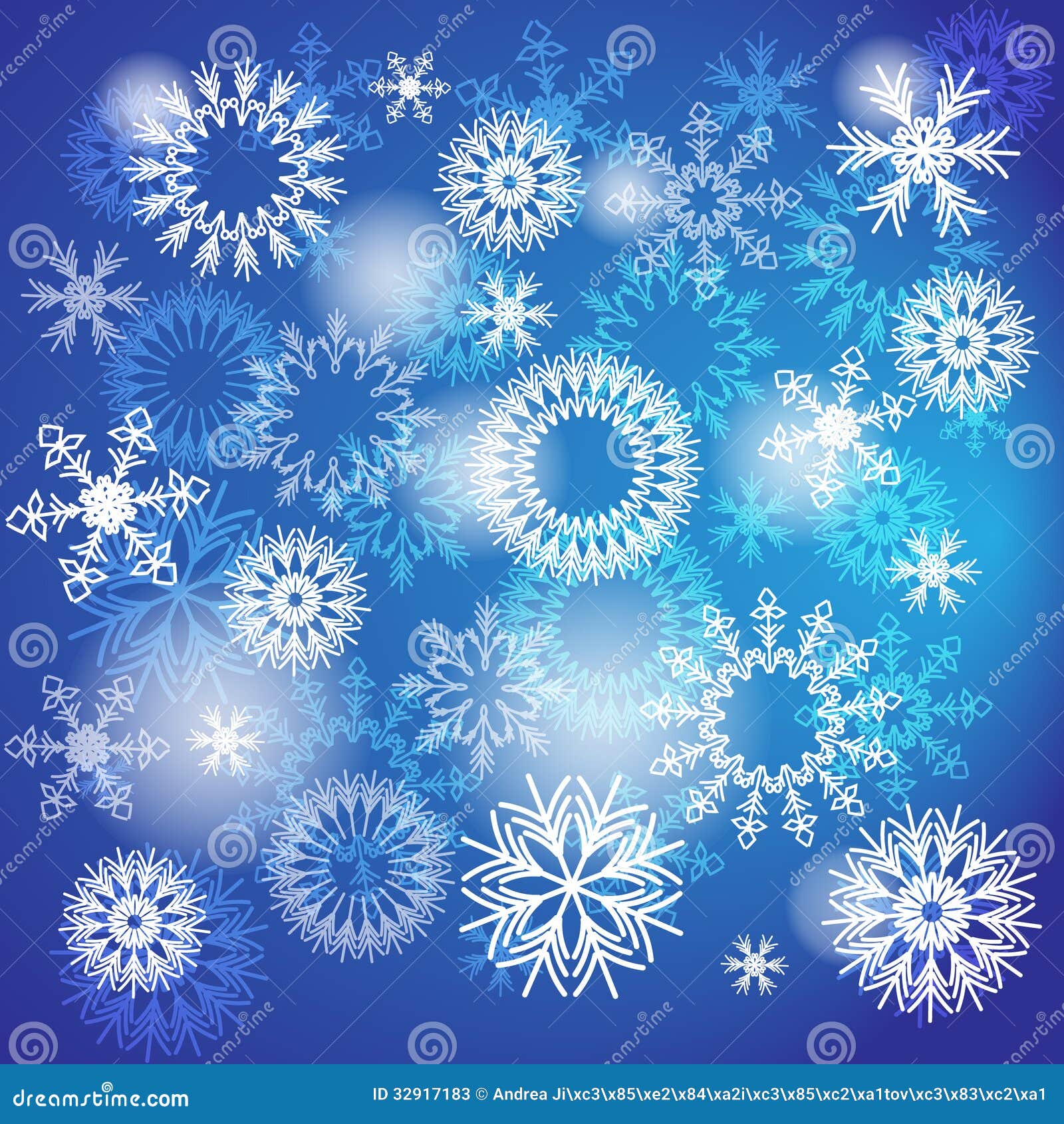 Schneeflockenhintergrund. Die weißen Schneeflocken auf dem blauen Hintergrund