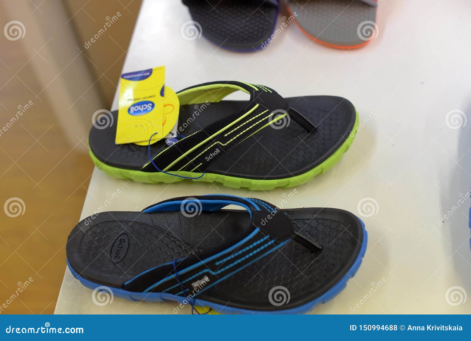 keuken binden Aan Scholl Slippers on Sale in a Shoe Store Editorial Stock Photo - Image of  mall, adult: 150994688