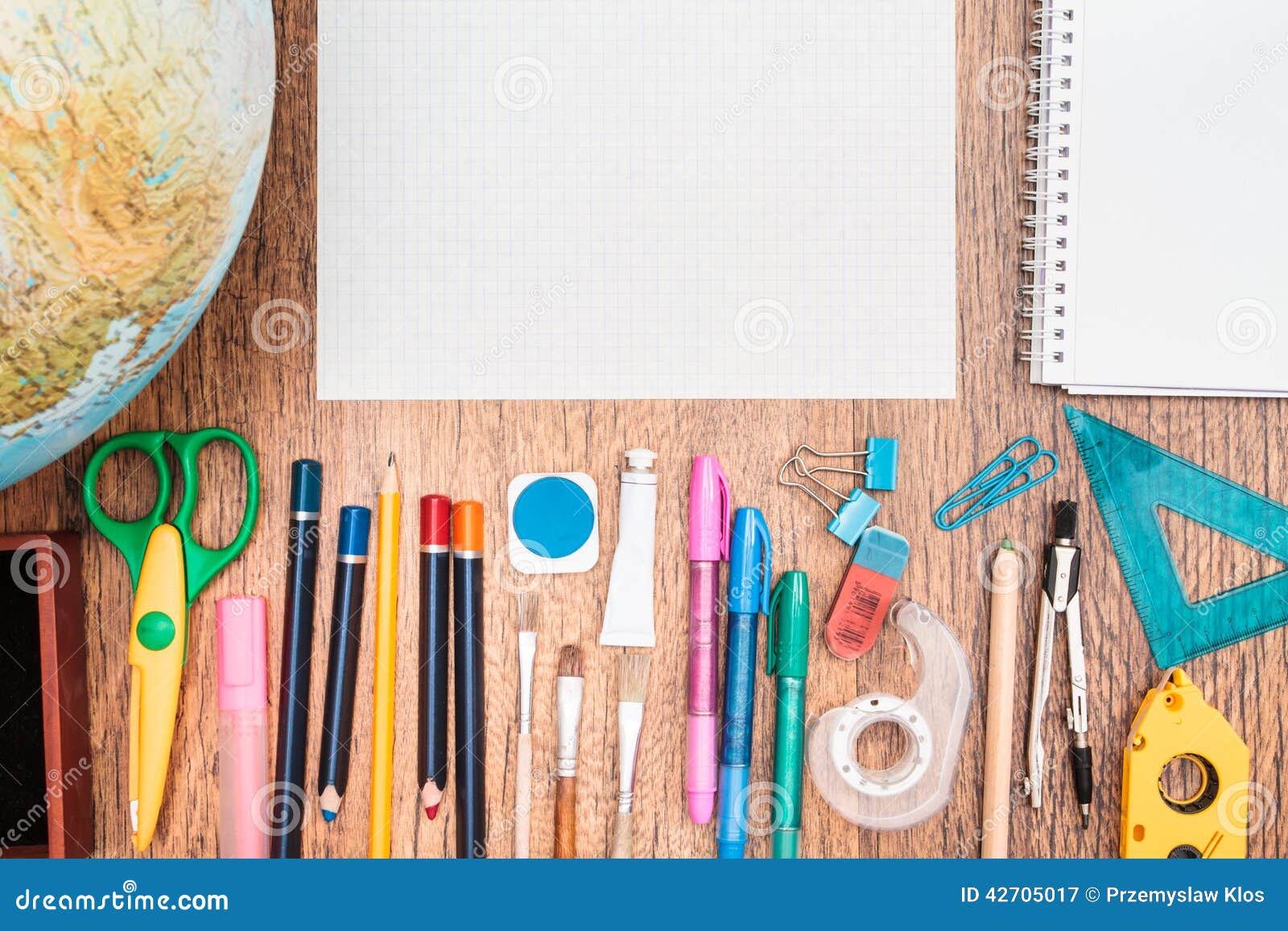 School Accessories on a Desk Stock Image Image of gear, ruler 42705017