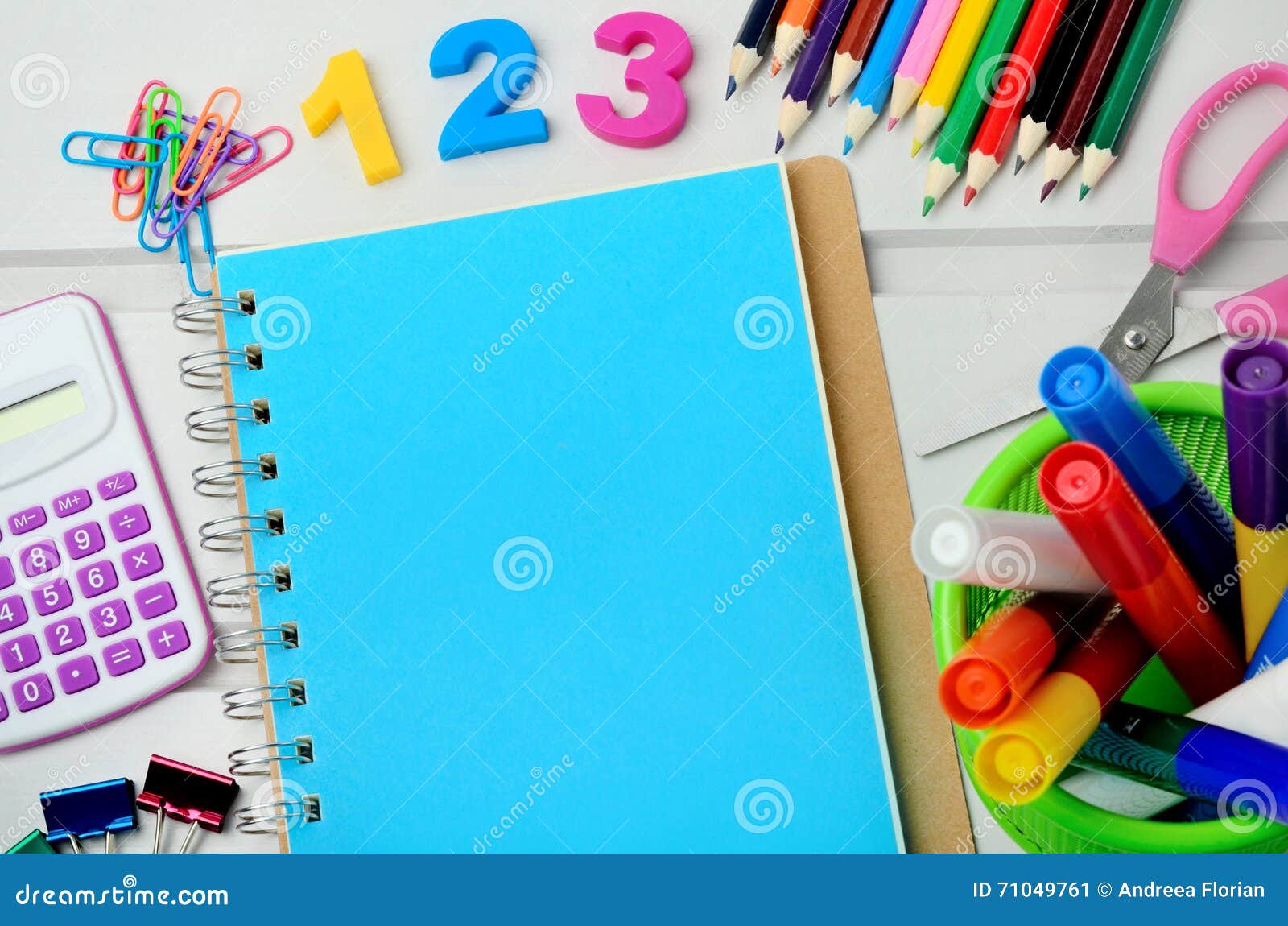 School Accessories on Table Stock Image Image of notepad, stationery