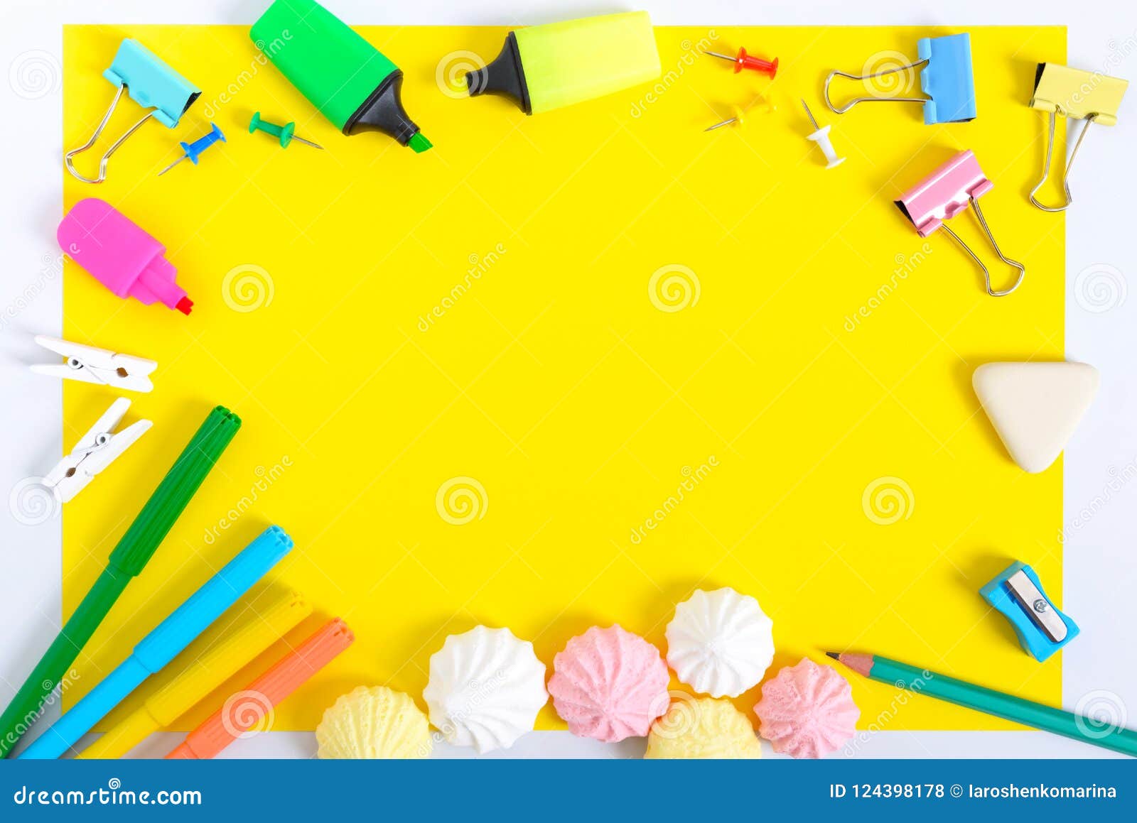 School Accessories on a Yellow Background. Back To School Concept ...