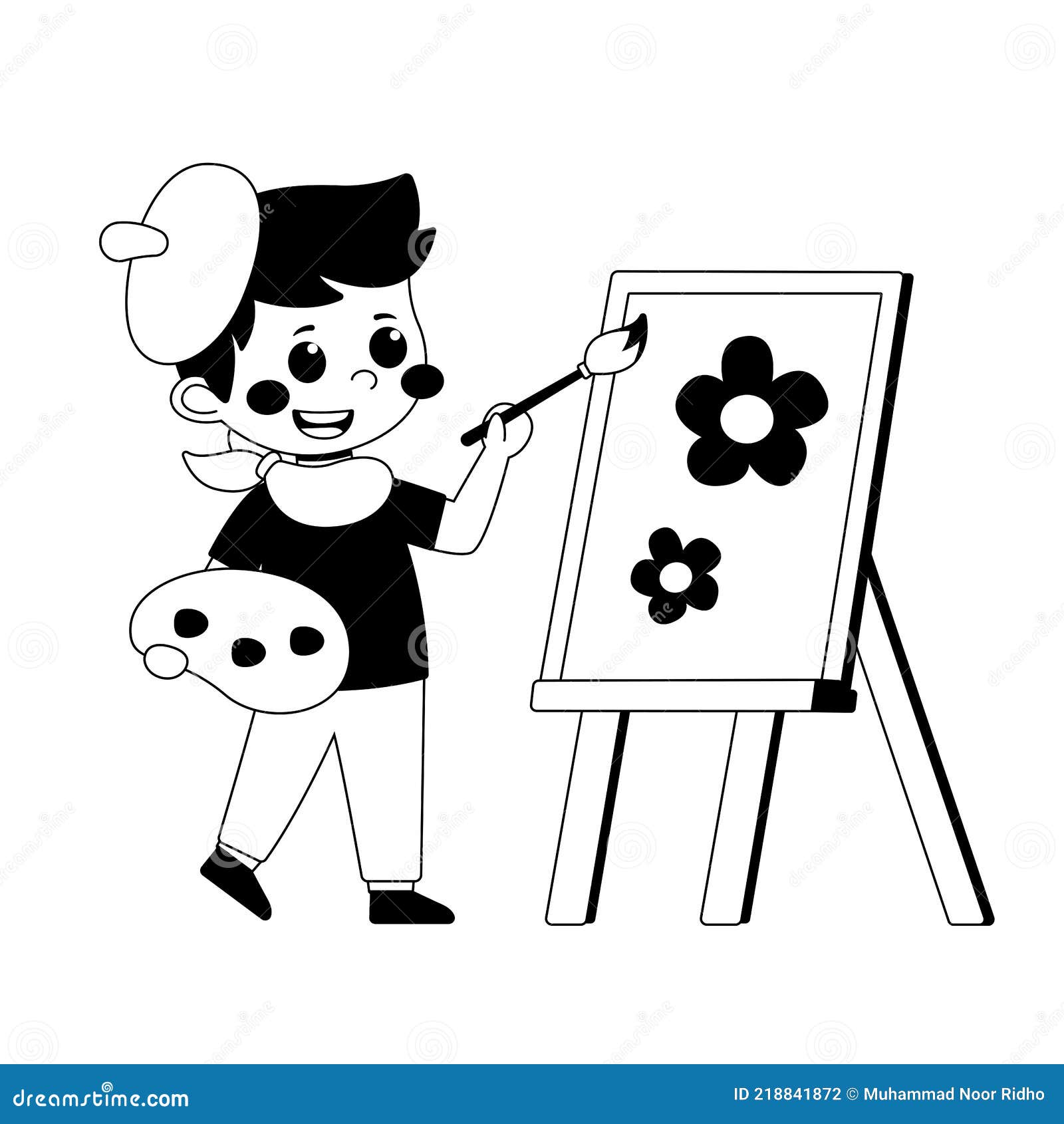 Vector Set Of Paint Instruments For Kids Drawing Monochrome