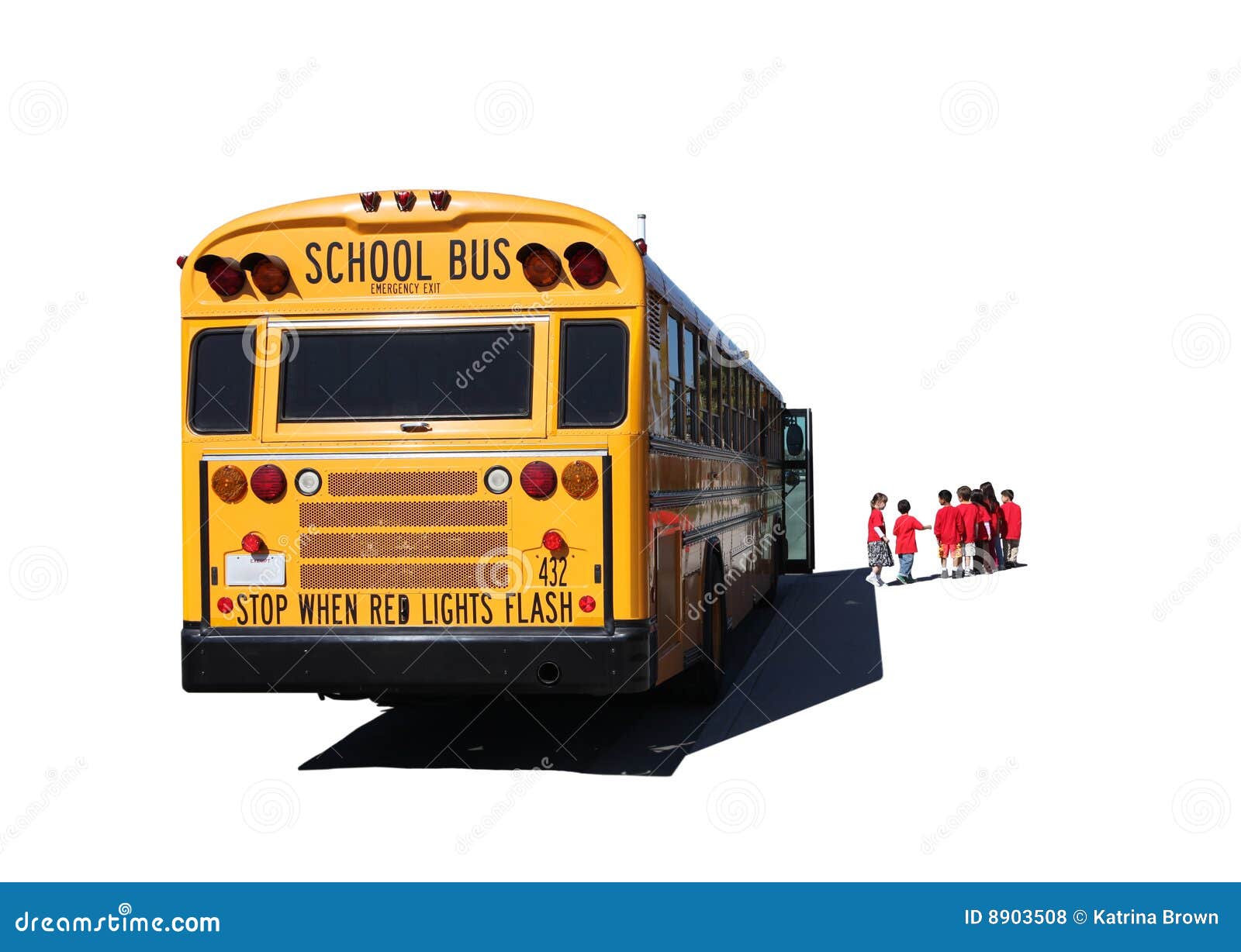 school aged children departing a school bus