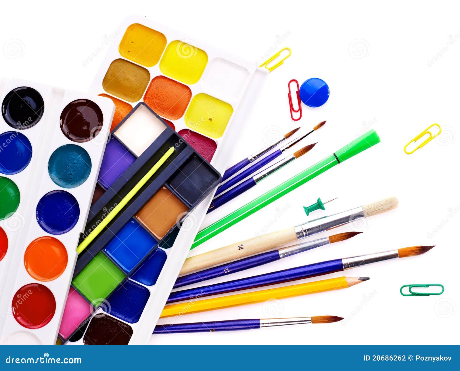 Back To School Painting Supplies Stock Photo - Download Image Now