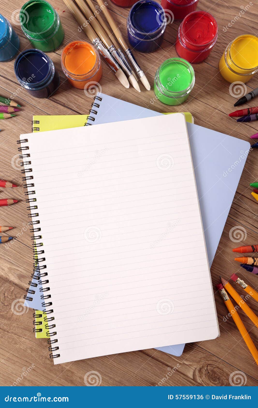 https://thumbs.dreamstime.com/z/school-art-supplies-blank-writing-book-desk-copy-space-vertical-white-open-notebook-various-paints-pencils-crayons-57559136.jpg