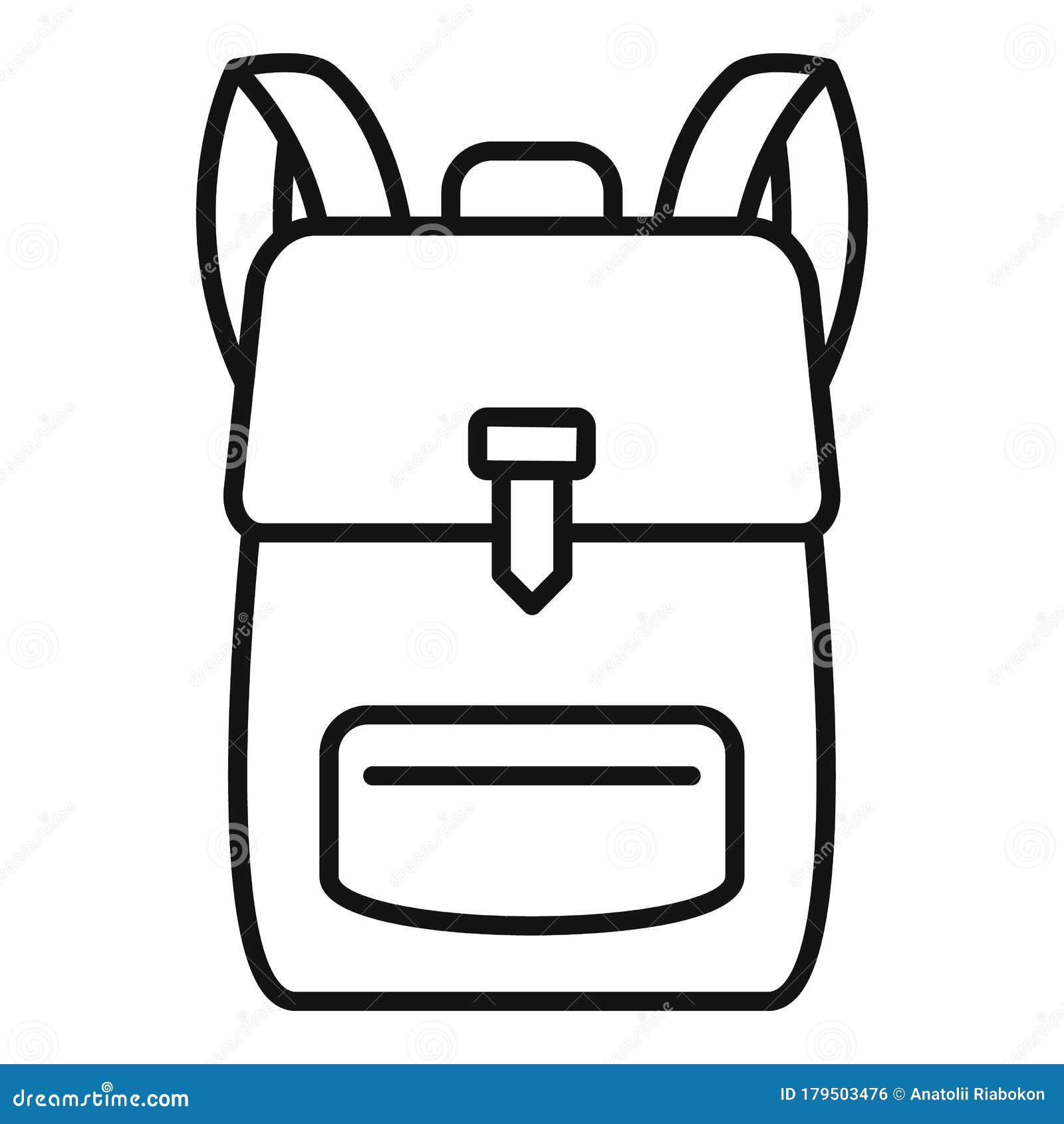 School Backpack Icon, Outline Style Stock Vector - Illustration of line ...