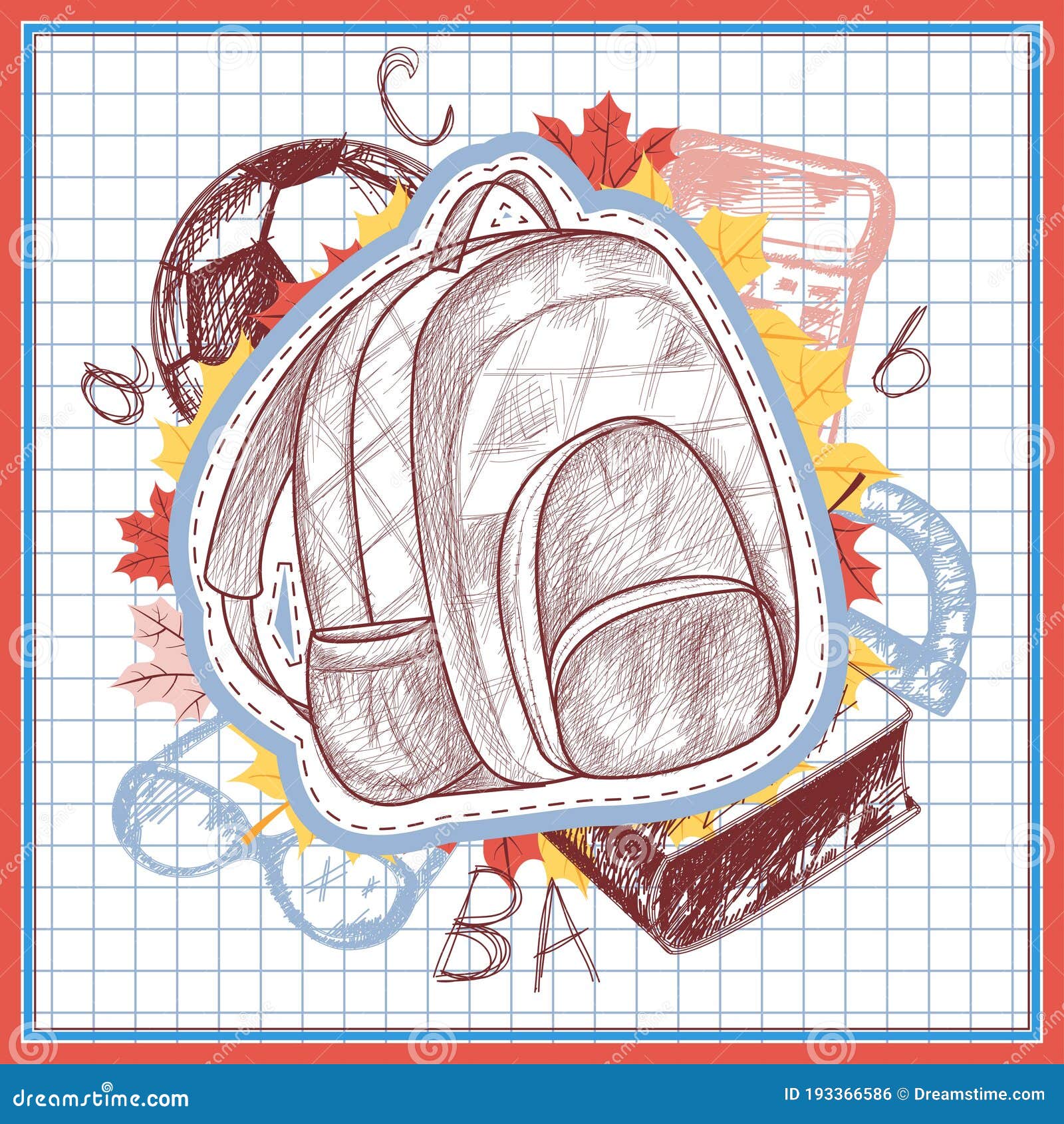 School bag. Hand drawn sketch of school bag. | CanStock