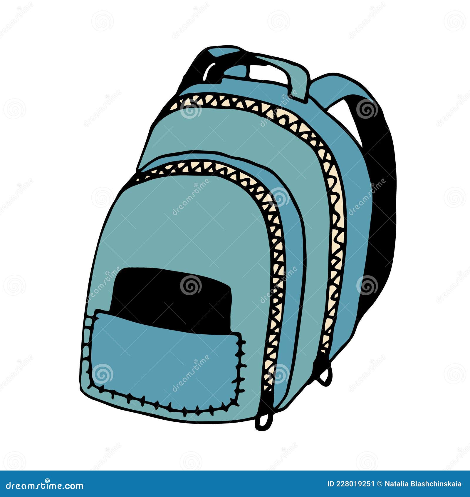 School Bag Vector Color Icon. Handdrawn Backpack. Back To School