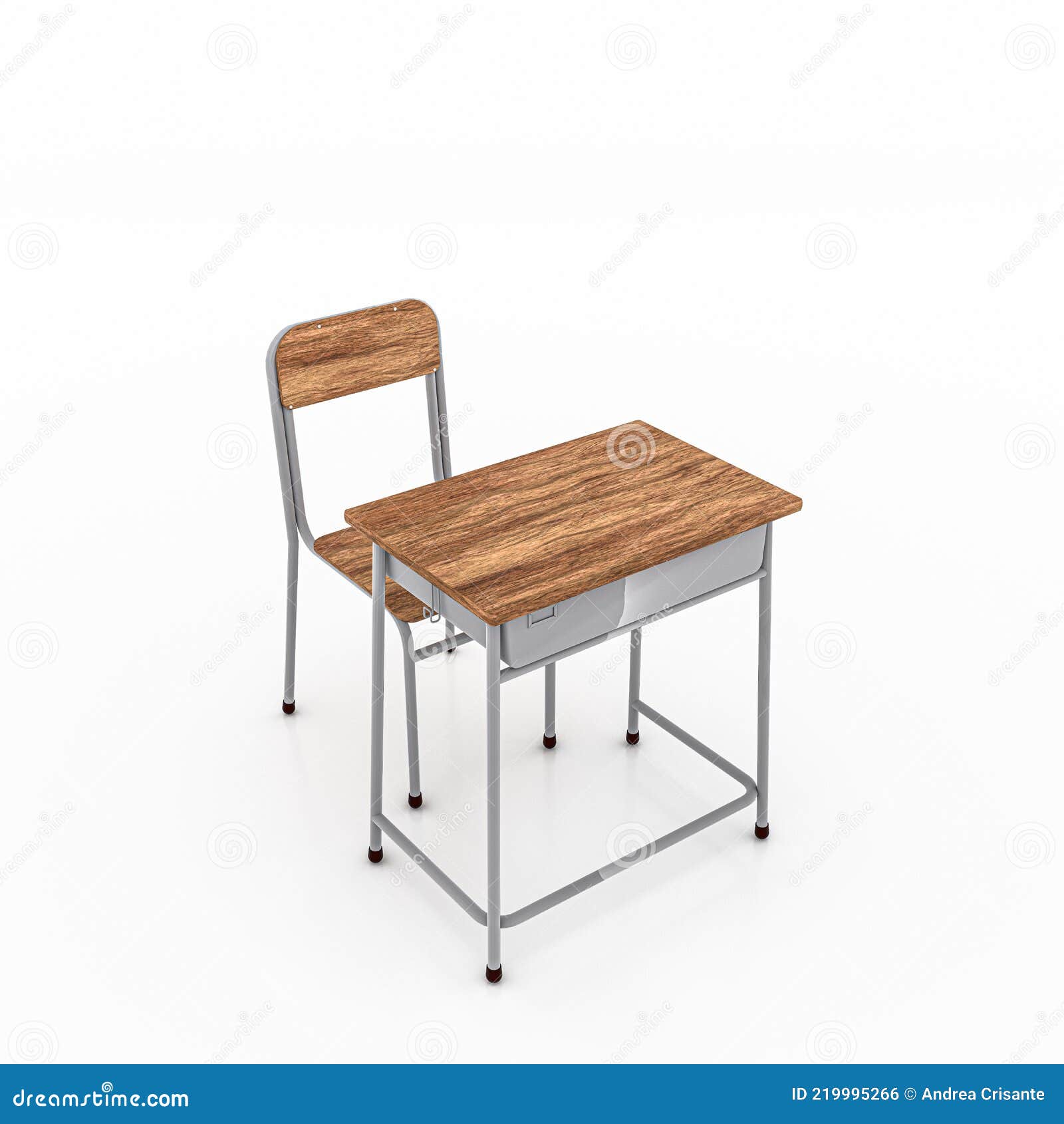 School Bench Isolated on White Background Stock Illustration