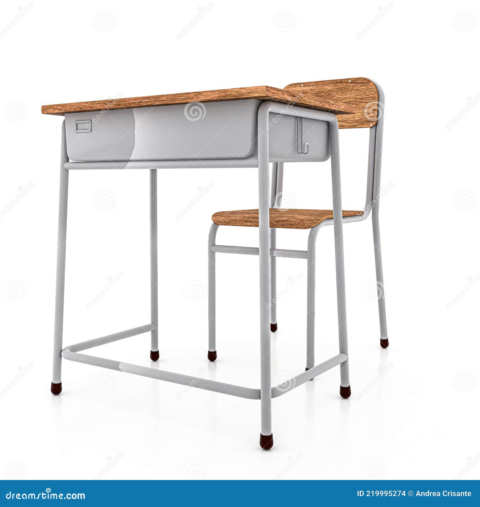 School Bench Isolated on White Background Stock Illustration