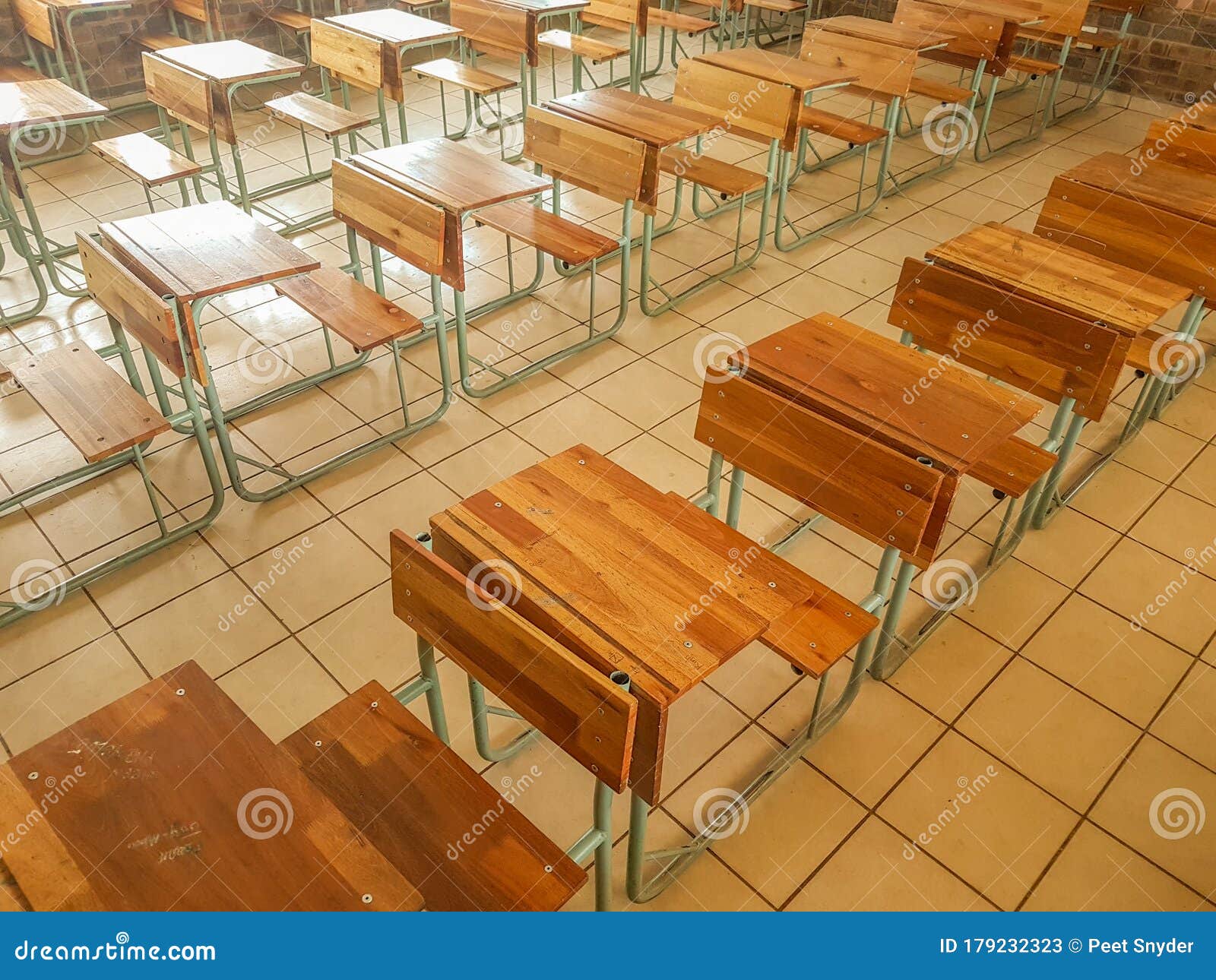 School Benches In A Row Stock Image Image Of Table 179232323