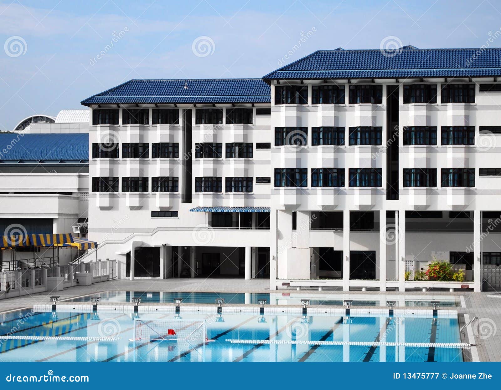 School Boarding House With Swimming Pool Royalty Free ...