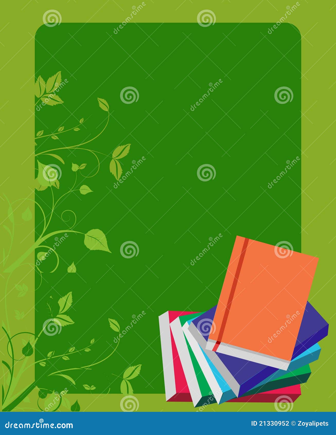 School Books on Green Board Background Stock Vector Illustration of