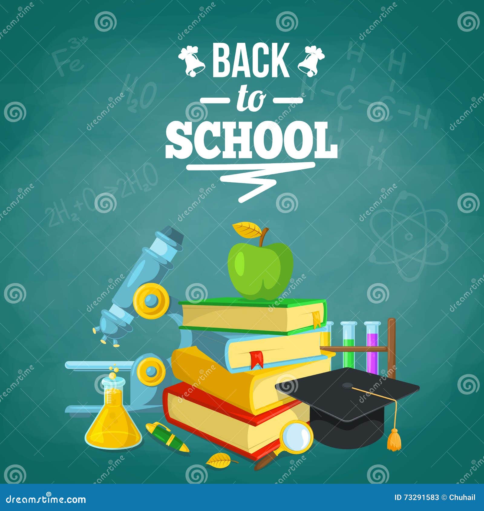 School Books and Science Tools. Stock Vector Illustration of study