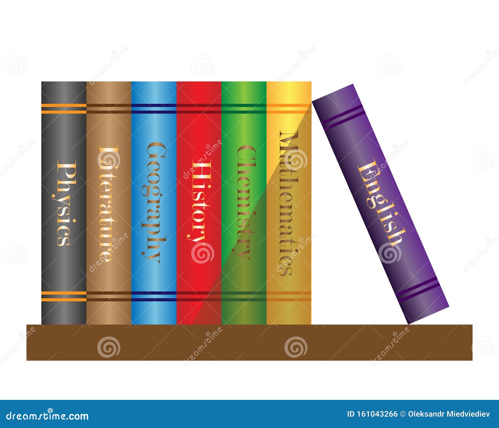 School Books Stand On A Shelf. Vector Illustration On A White