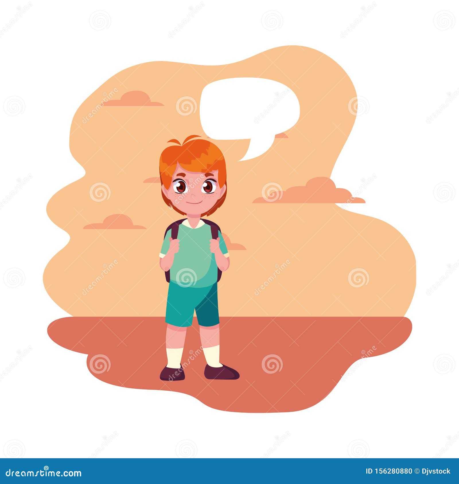 School Boy with Bag Talk Bubble Stock Illustration Illustration of