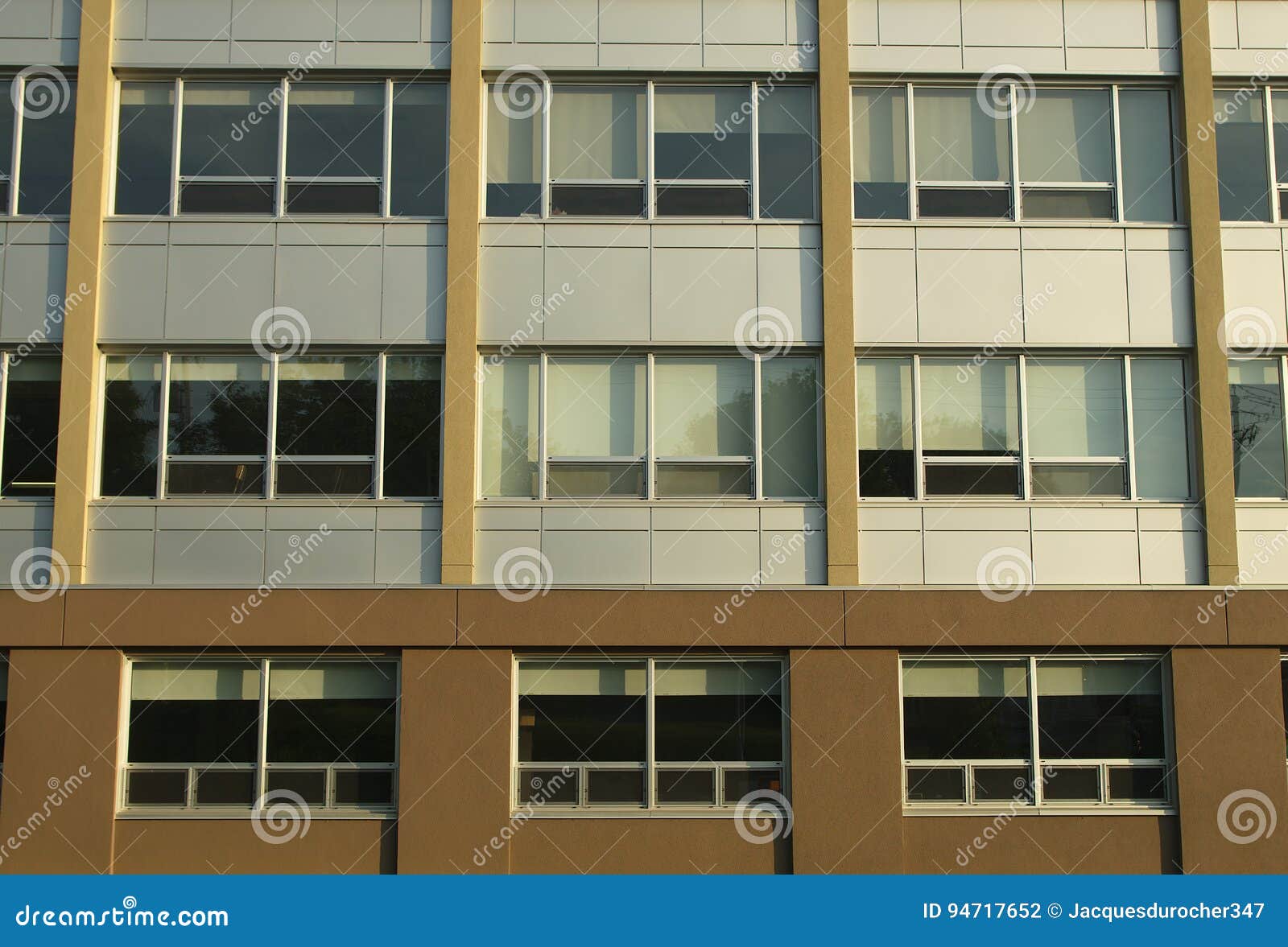 School Building Exterior Facade Windows Office Structure Stock Photo