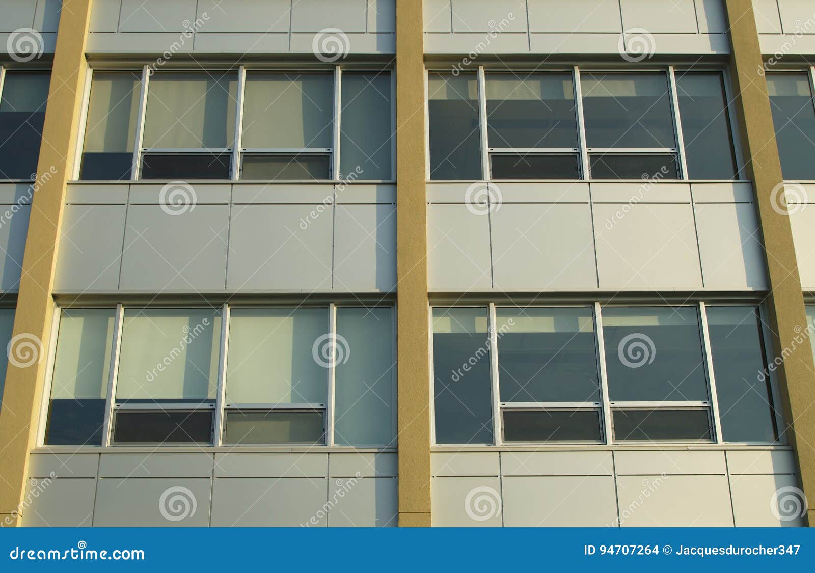 School Building Exterior Facade Windows Office Structure Stock Photo