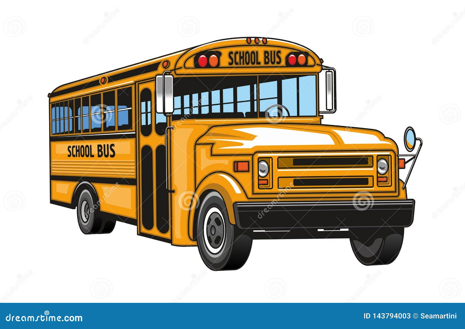 School Bus Yellow Cartoon Vehicle Stock Vector - Illustration of mirror,  vehicle: 143794003