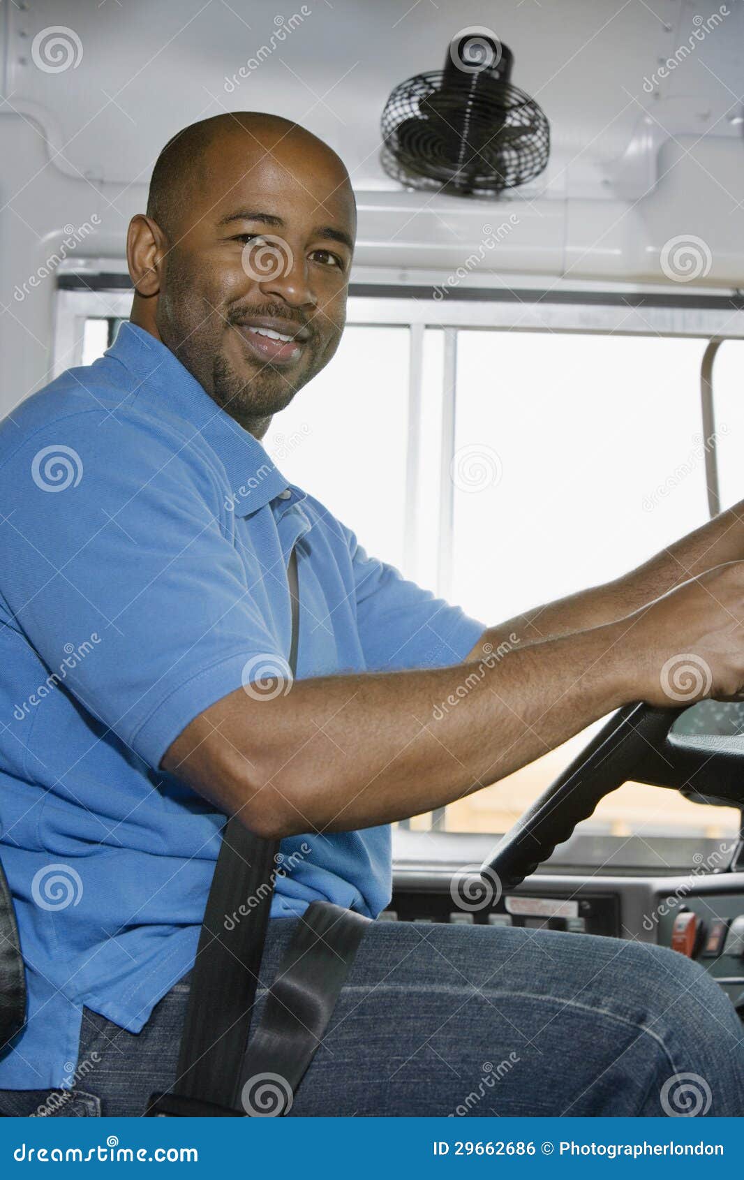 school bus driver smiling