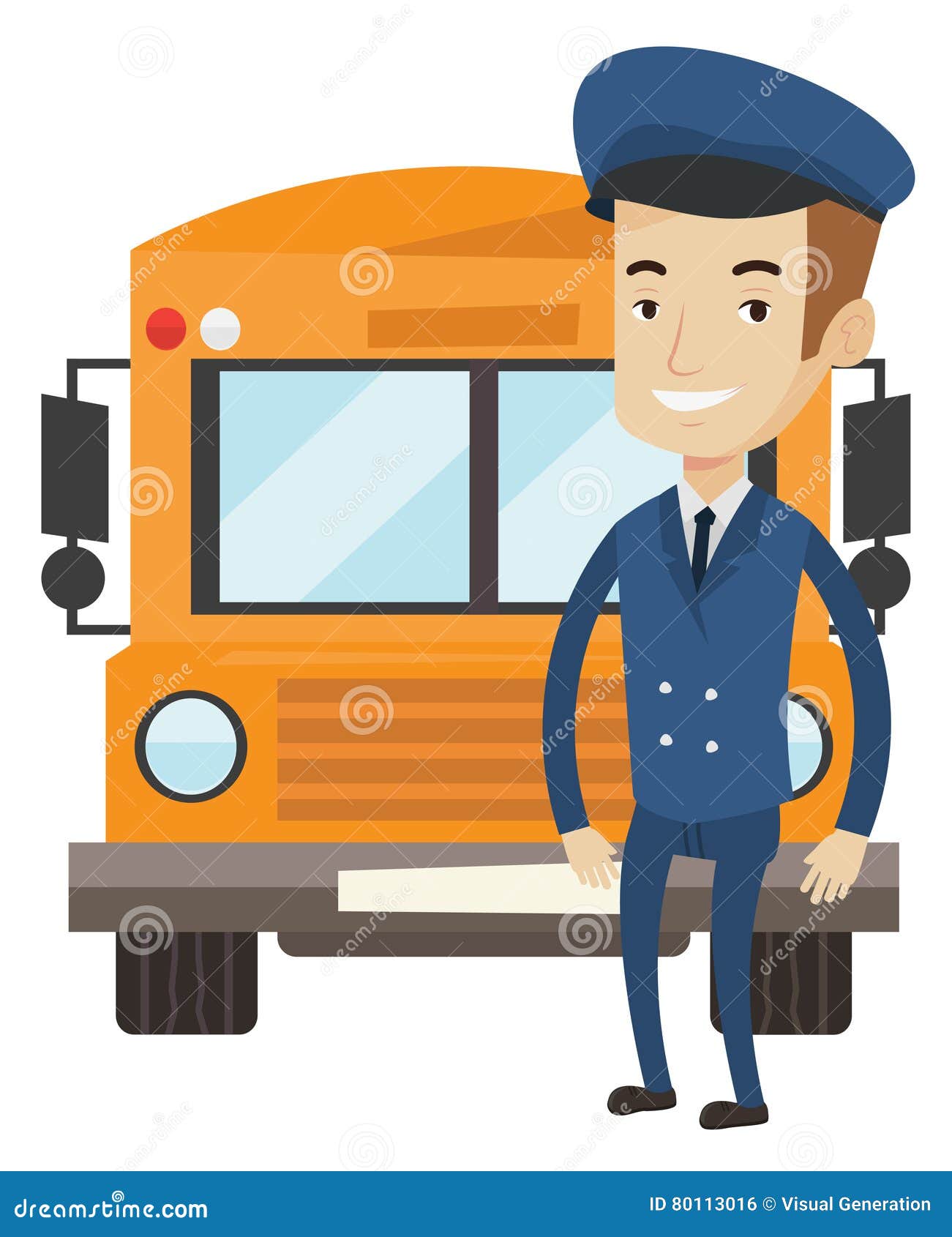 School Bus Driver Vector Illustration. Stock Vector - Illustration of